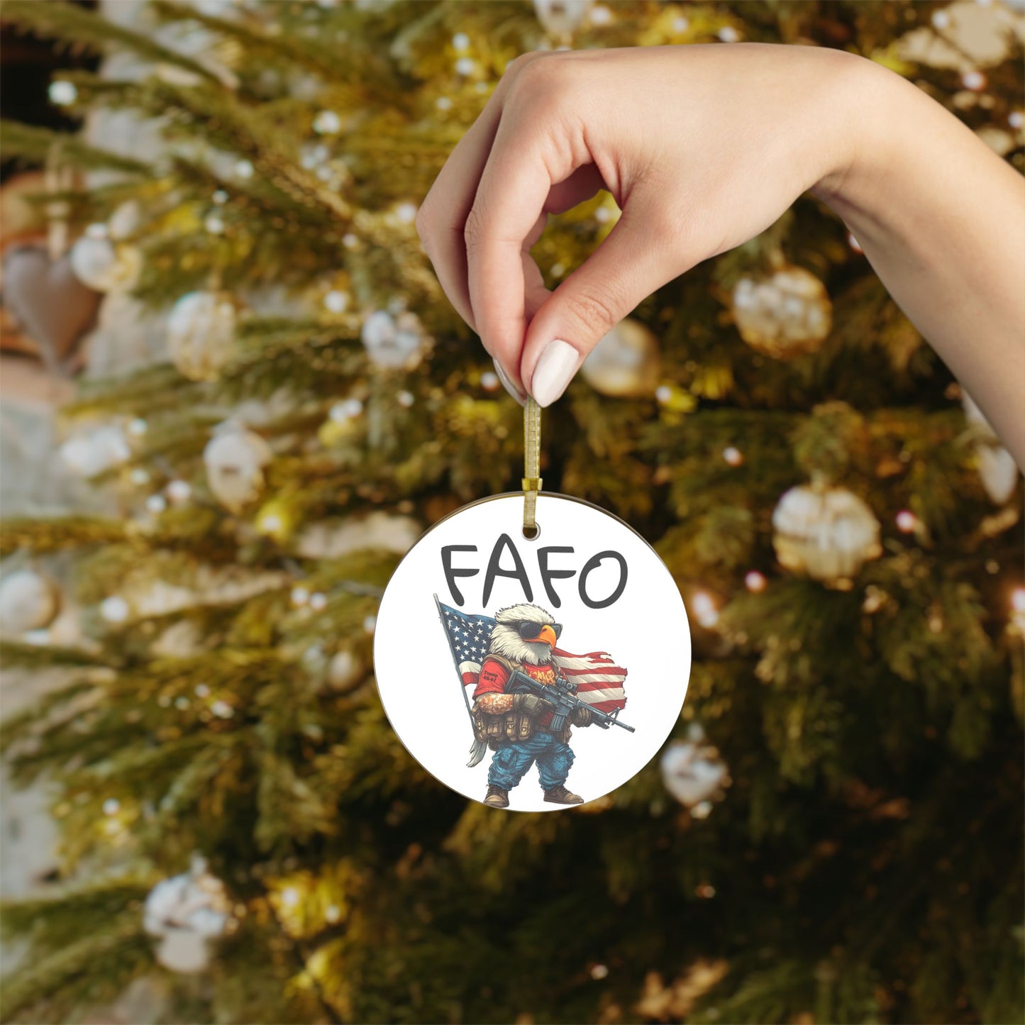 FAFO trump 45-47 Glass Ornaments