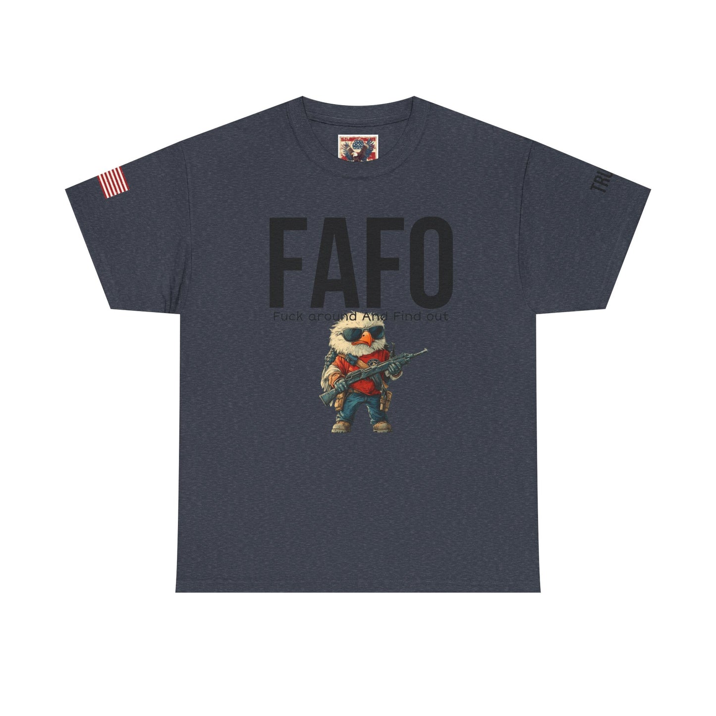 patriotic cartoon  f around print, Unisex Heavy Cotton Tee