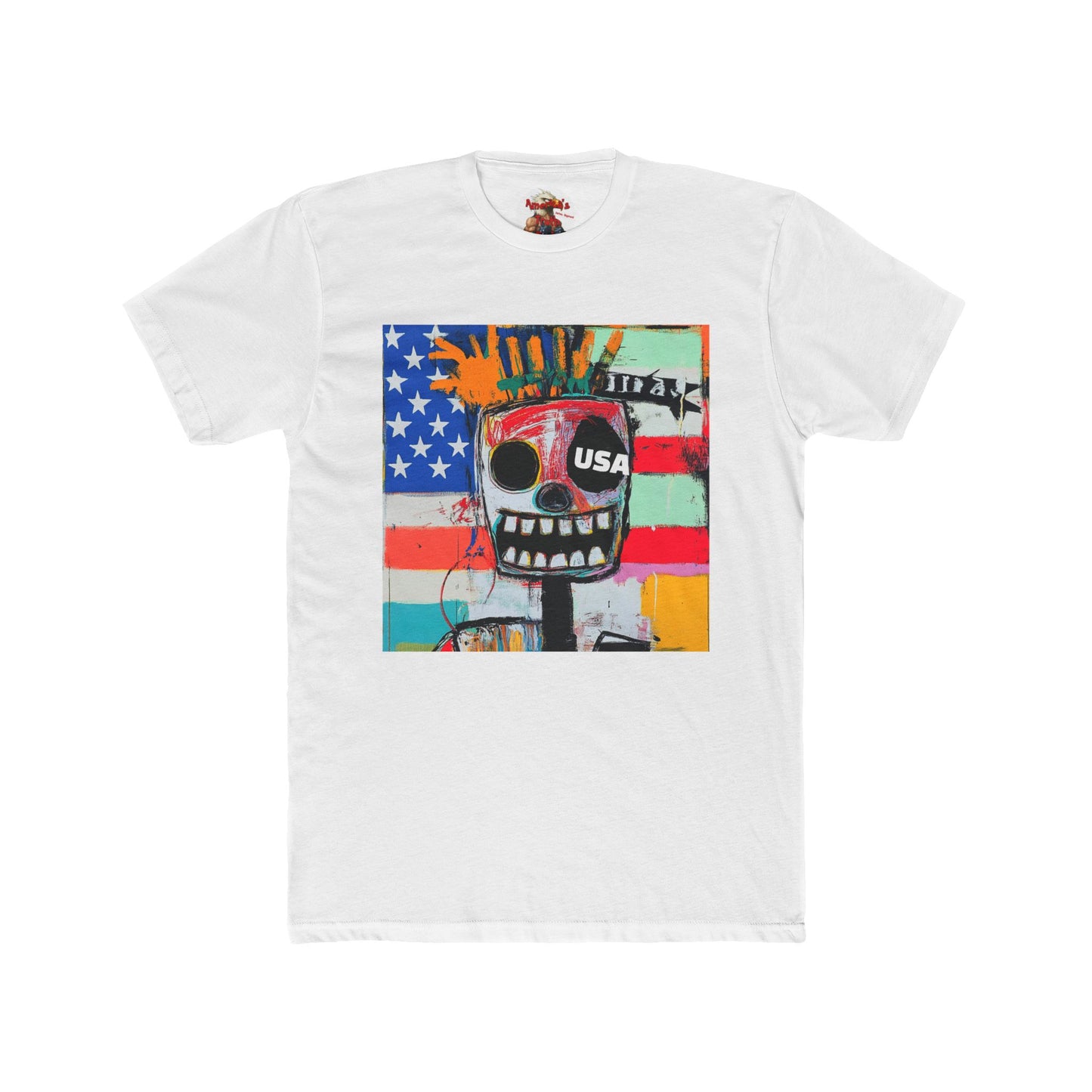 Bold Graphic Unisex Cotton Crew Tee - USA Skull Design with Trump 45-47