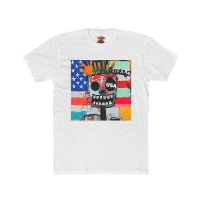 Bold Graphic Unisex Cotton Crew Tee - USA Skull Design with Trump 45-47