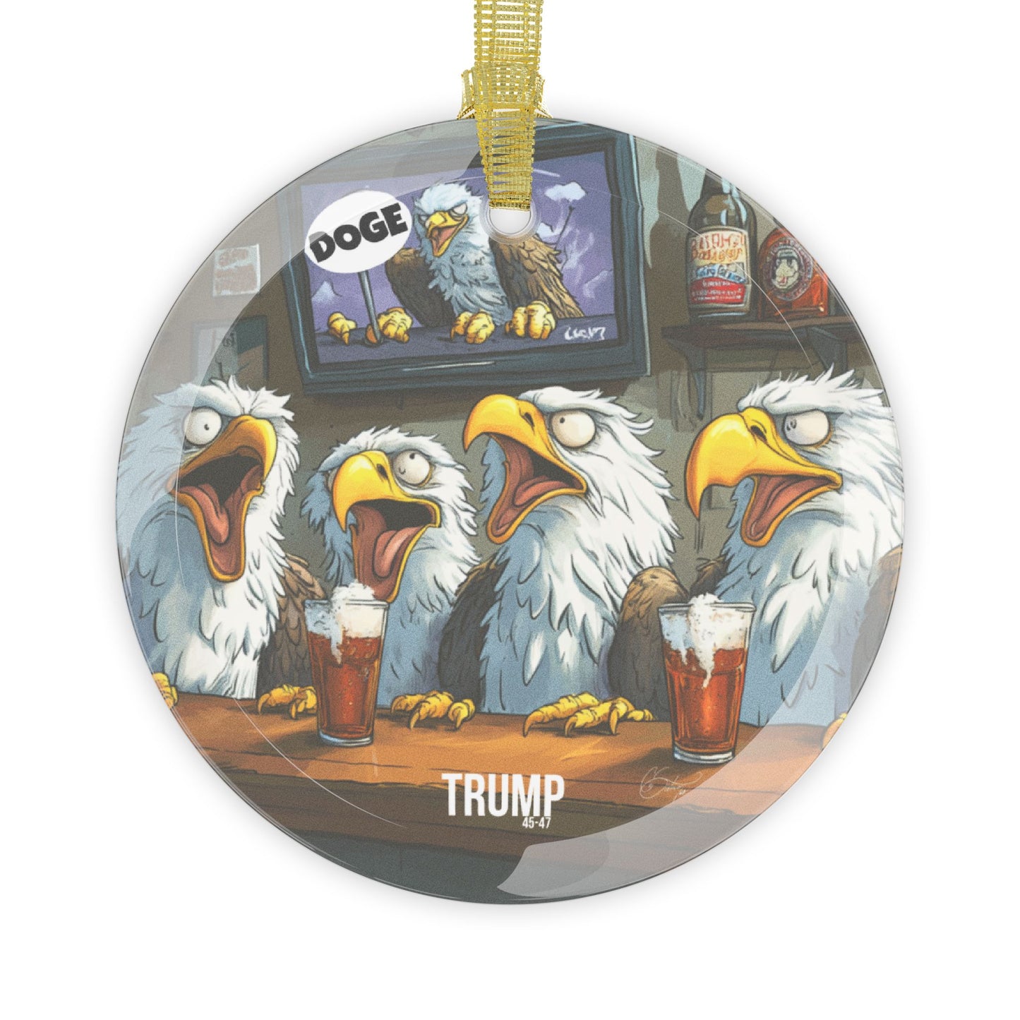 DOGE/trump Glass Ornaments