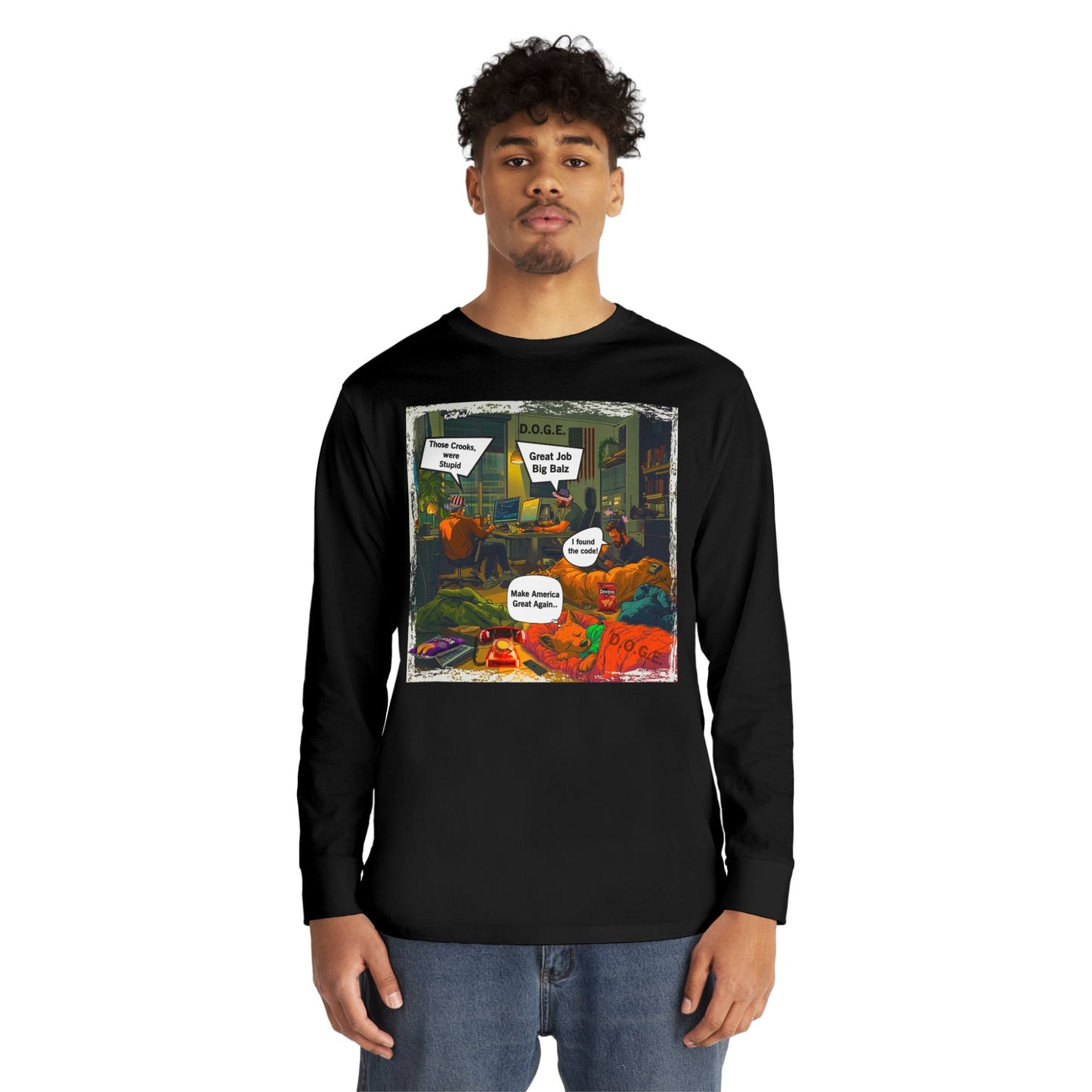 Long Sleeve Tee Doge Cartoon Print