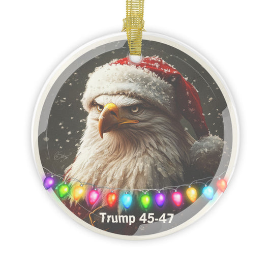 Trump 45-47 eagle Glass Ornaments