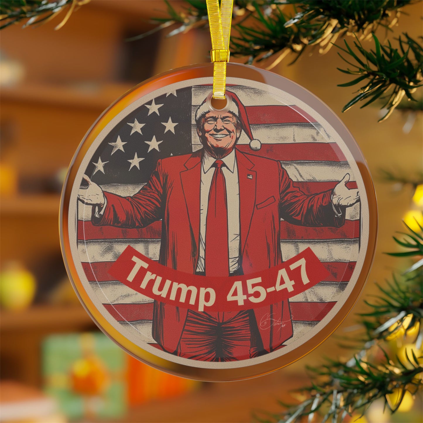 Trump 45-47 Glass Ornaments