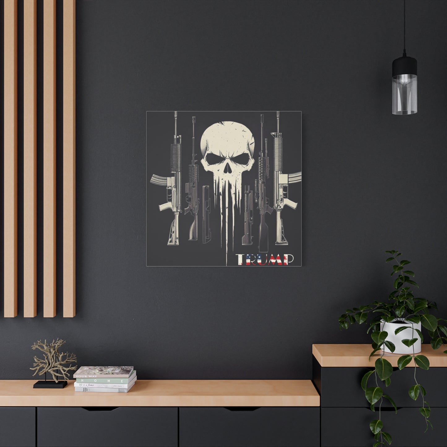 Trump print with skulls and guns, Matte Canvas, Stretched, 1.25"