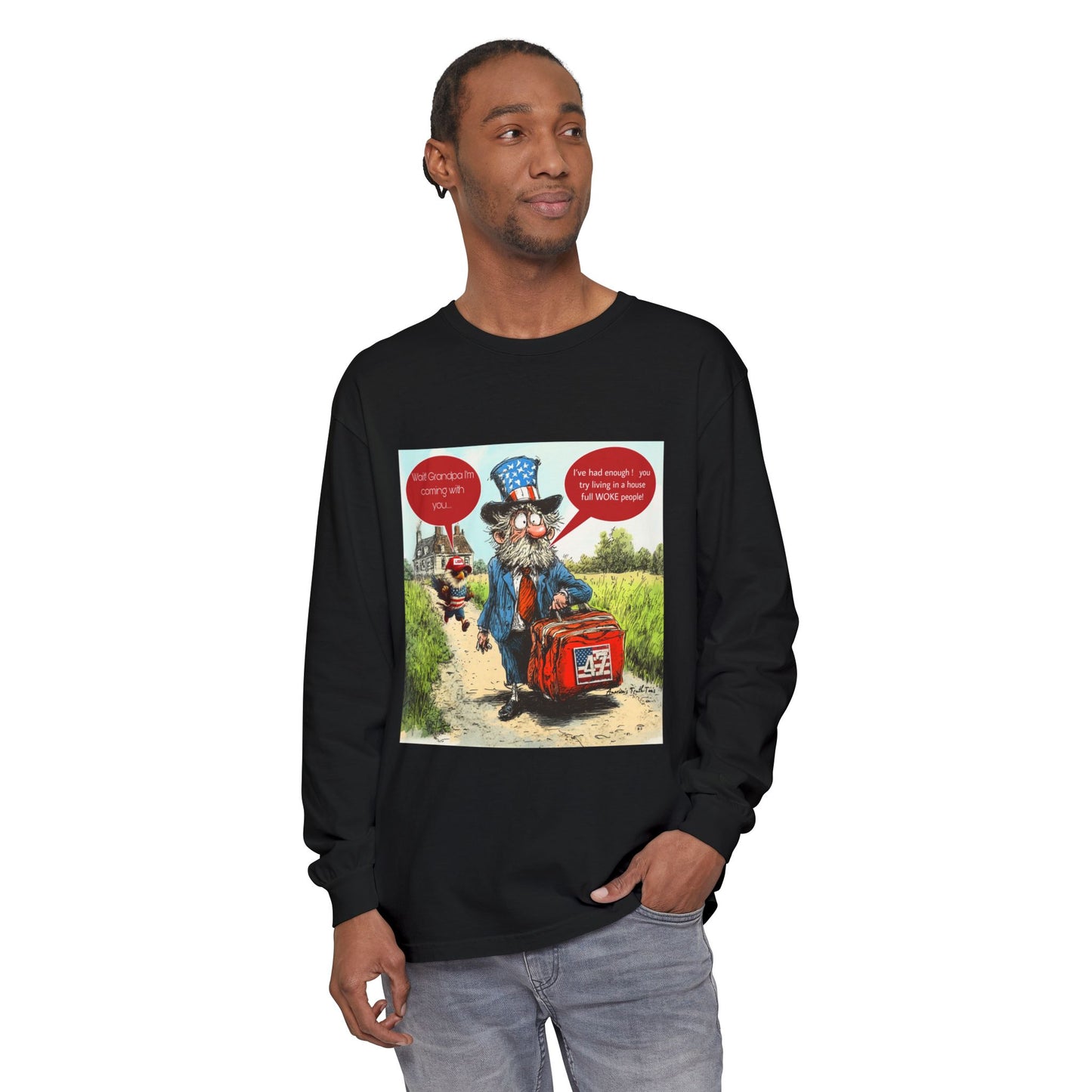 Political cartoon, Unisex Garment-dyed Long Sleeve T-Shirt