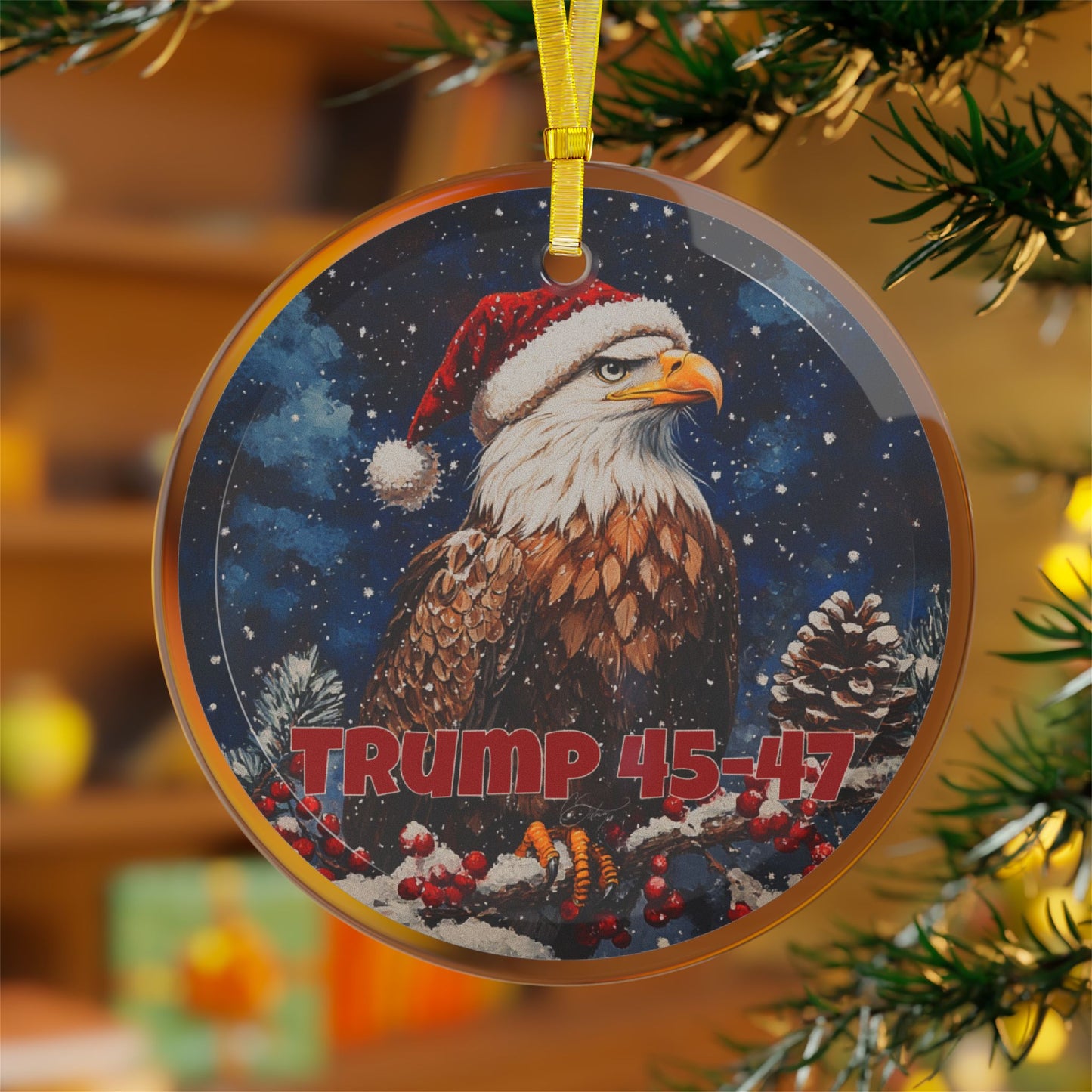 Trump 45-47 Glass Ornaments