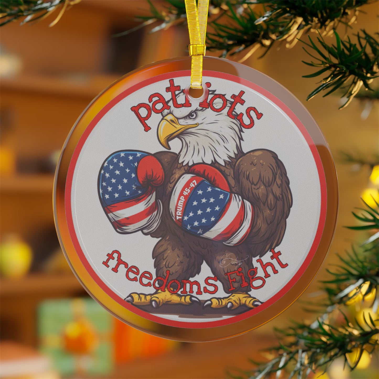 Trump 45-47 freedoms fight Glass Ornaments