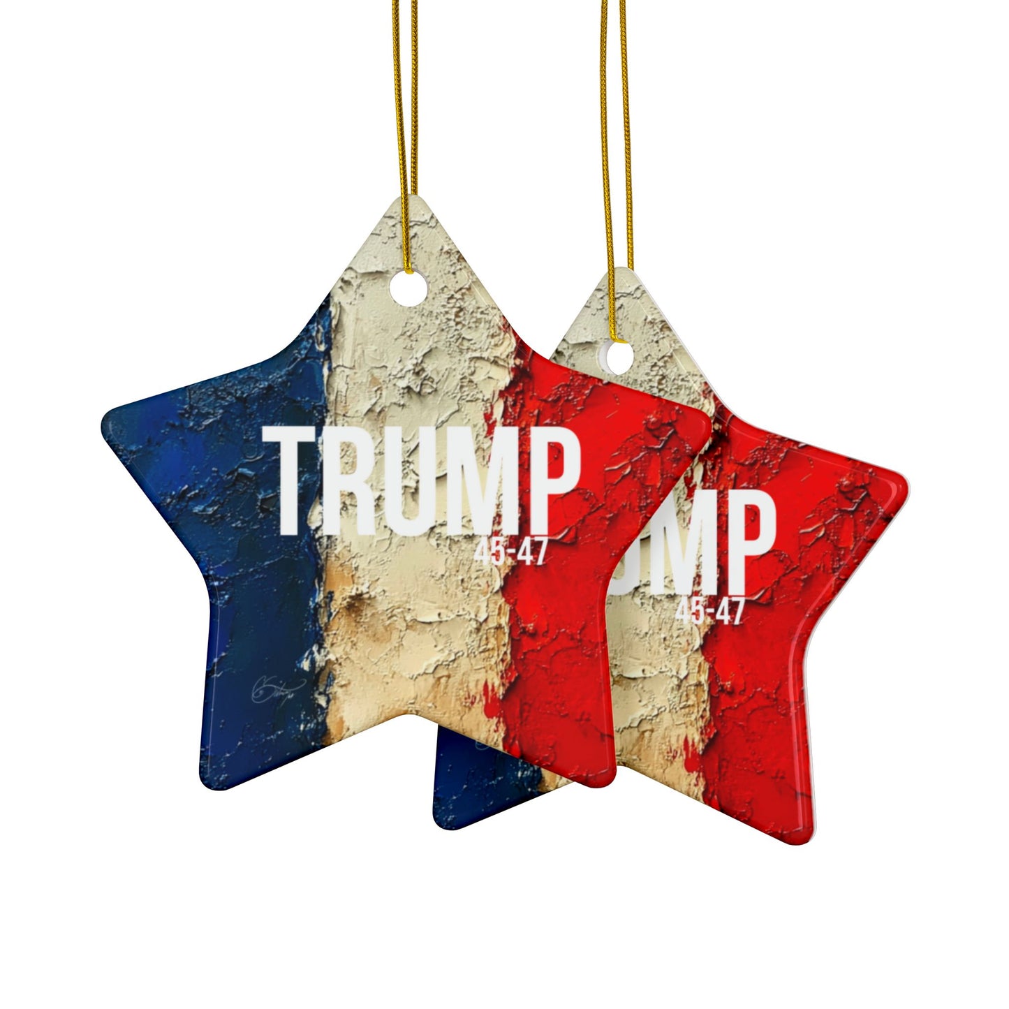 Red white and blue trump print Ceramic Ornaments, 2-Side Print, (1pc, 3pcs, 5pcs, 10pcs)