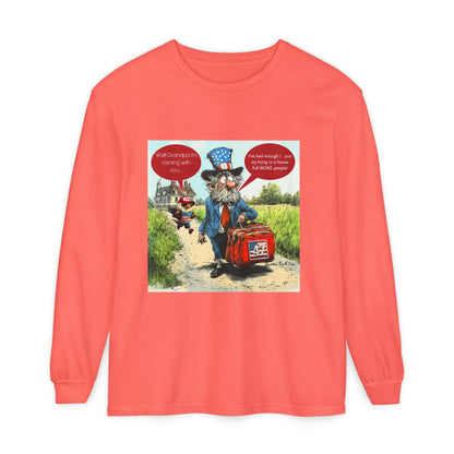 Political cartoon, Unisex Garment-dyed Long Sleeve T-Shirt