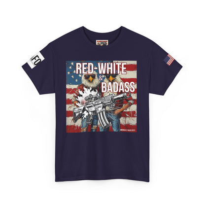 R- patriotic red white and badass trump print, Unisex Heavy Cotton Tee