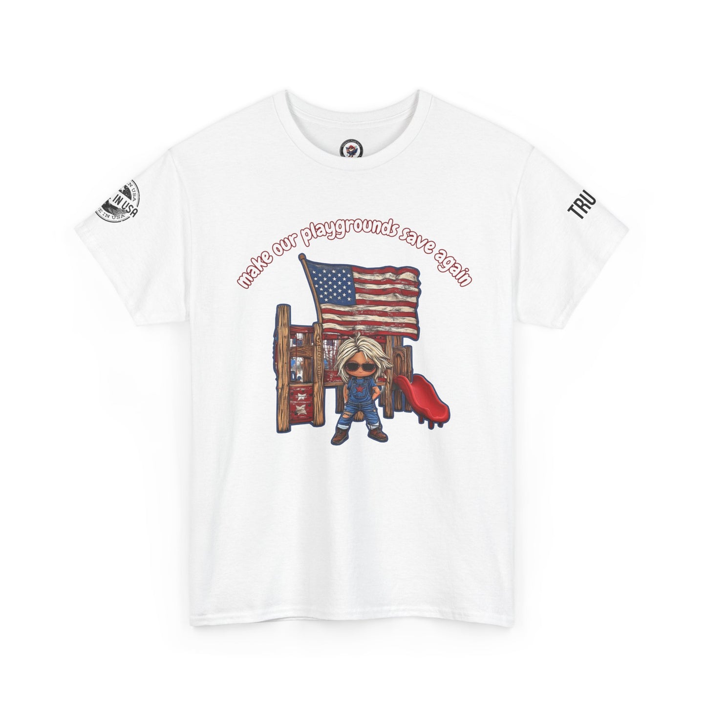 Make our playgrounds safe again trump print, Unisex Heavy Cotton Tee