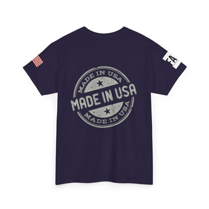 R- patriotic red white and badass trump print, Unisex Heavy Cotton Tee