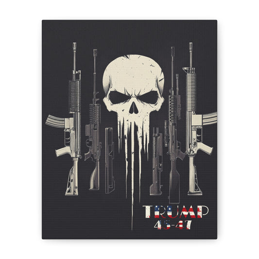 Trump print with skulls and guns, Matte Canvas, Stretched, 1.25"