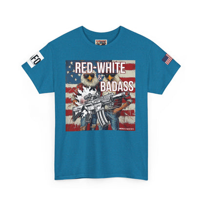 R- patriotic red white and badass trump print, Unisex Heavy Cotton Tee