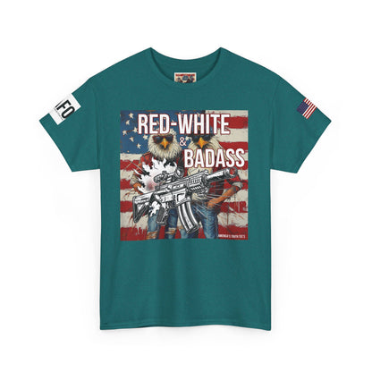 R- patriotic red white and badass trump print, Unisex Heavy Cotton Tee
