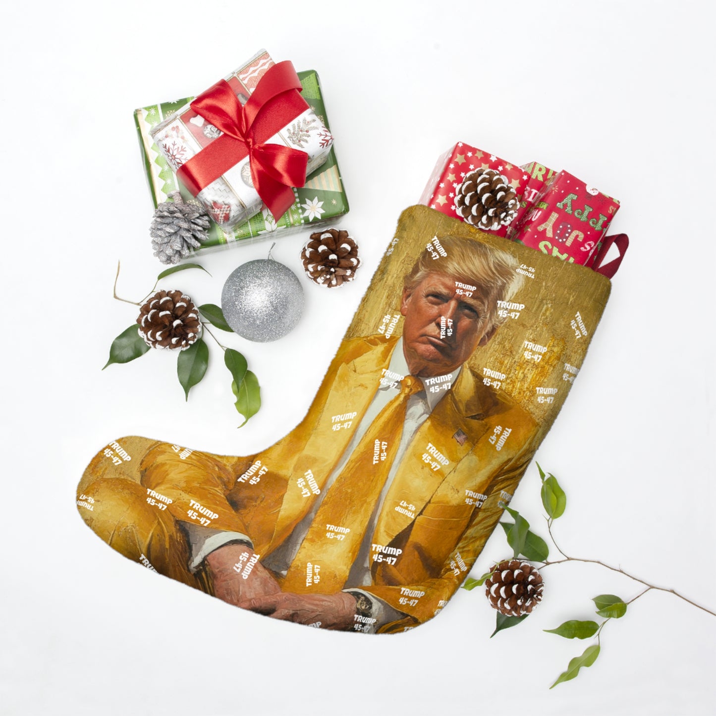 Trump gold Christmas Stockings