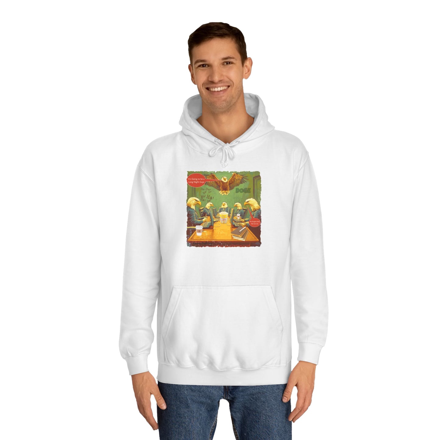 DOGE trump print cartoon, Unisex College Hoodie