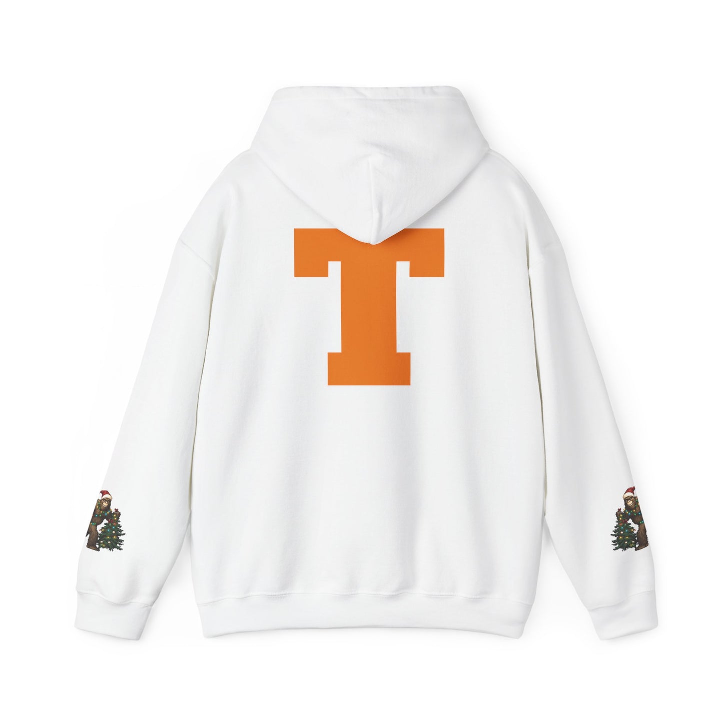 Sasquatch Christmas Hoodie — Holiday Bigfoot Sweater with Tree & Santa Hat