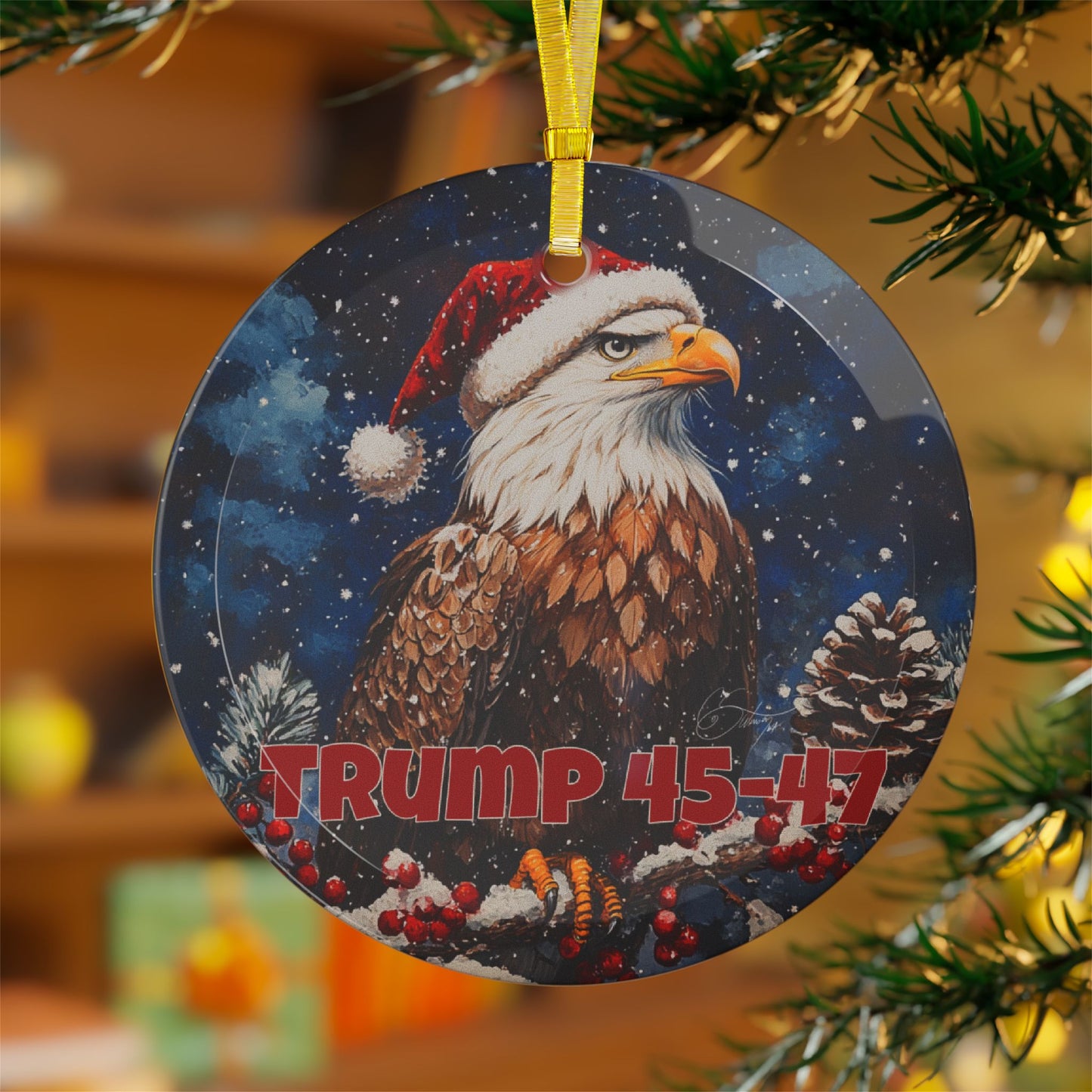 Trump 45-47 Glass Ornaments