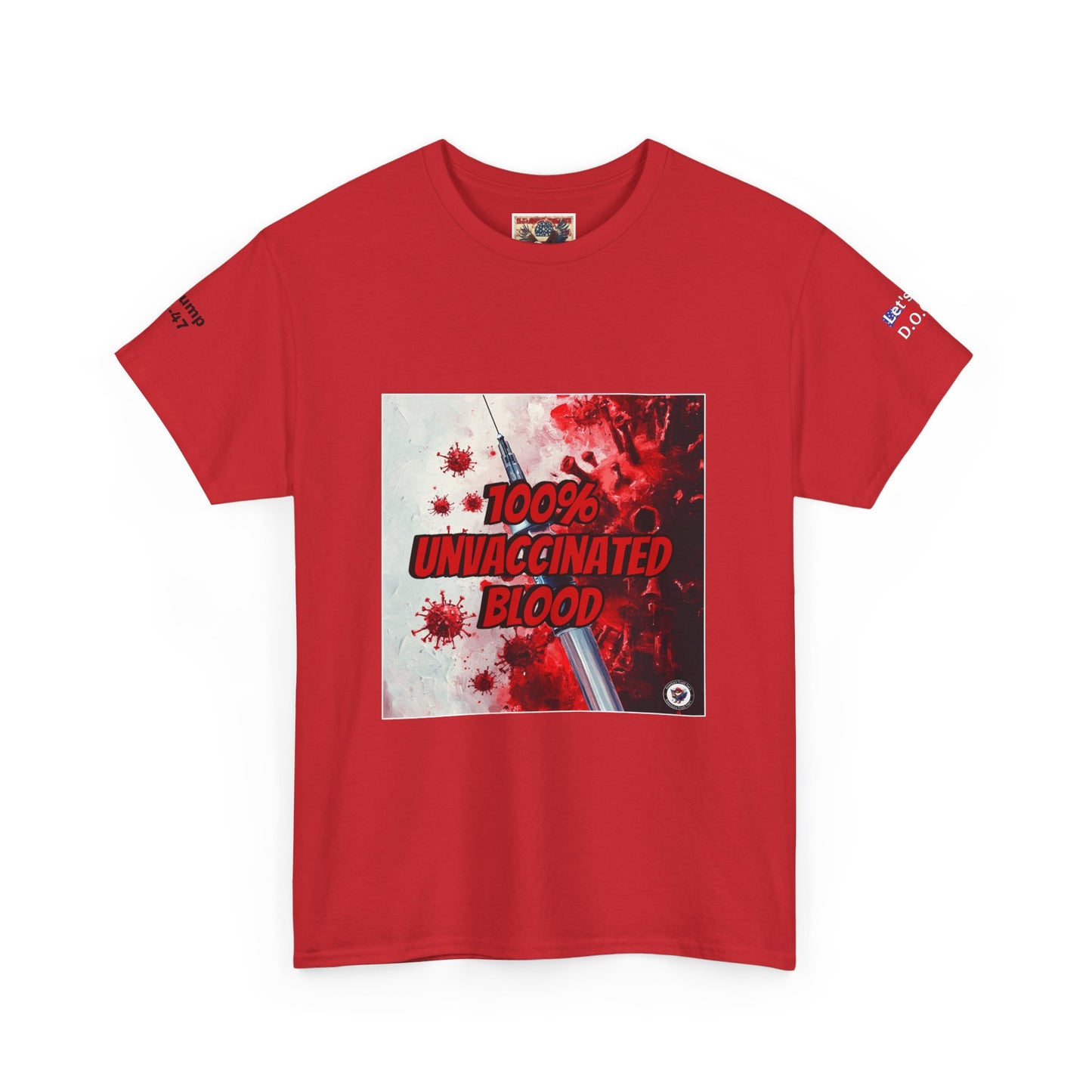 100% and vaccinated blood print, Unisex Heavy Cotton Tee