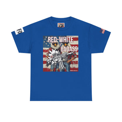 R- patriotic red white and badass trump print, Unisex Heavy Cotton Tee