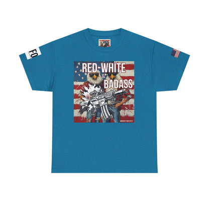 R- patriotic red white and badass trump print, Unisex Heavy Cotton Tee