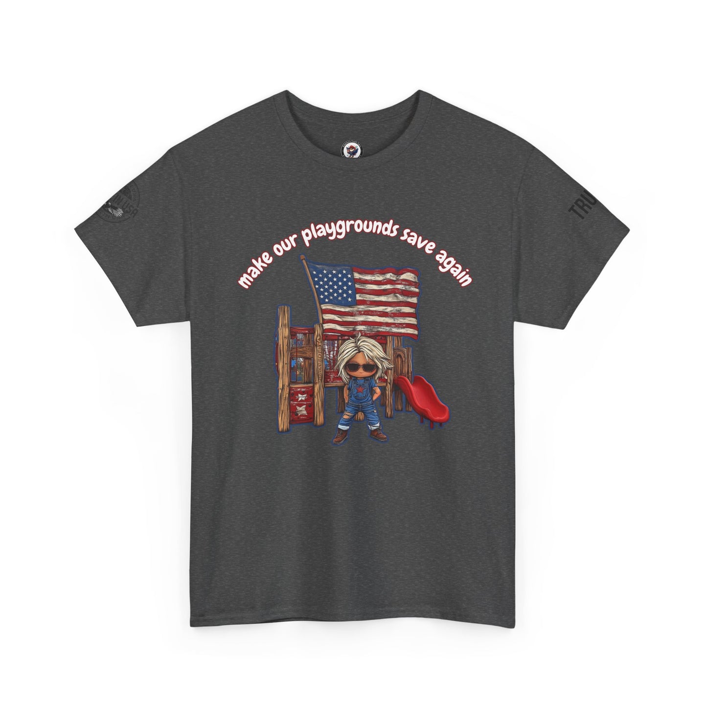 Make our playgrounds safe again trump print, Unisex Heavy Cotton Tee