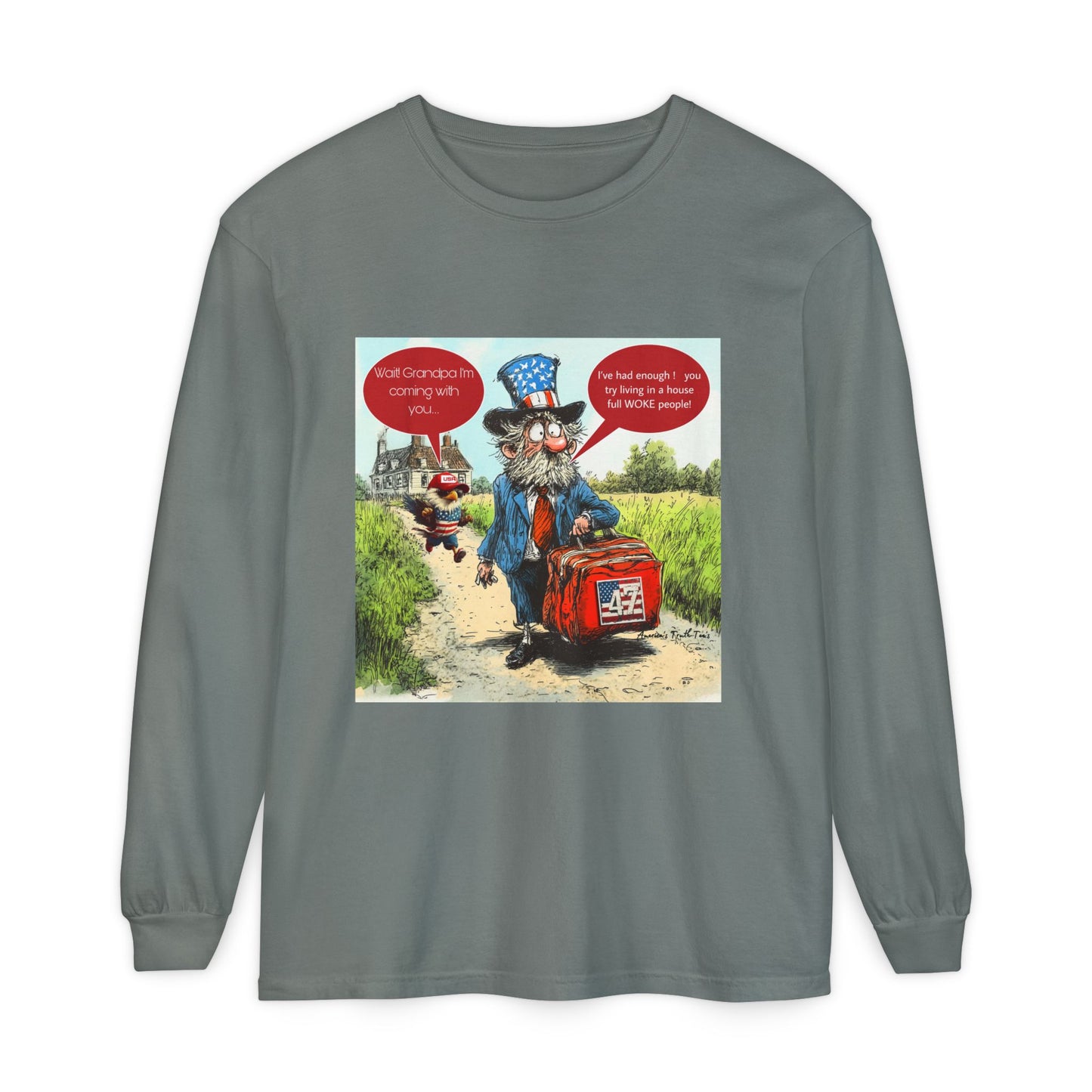 Political cartoon, Unisex Garment-dyed Long Sleeve T-Shirt