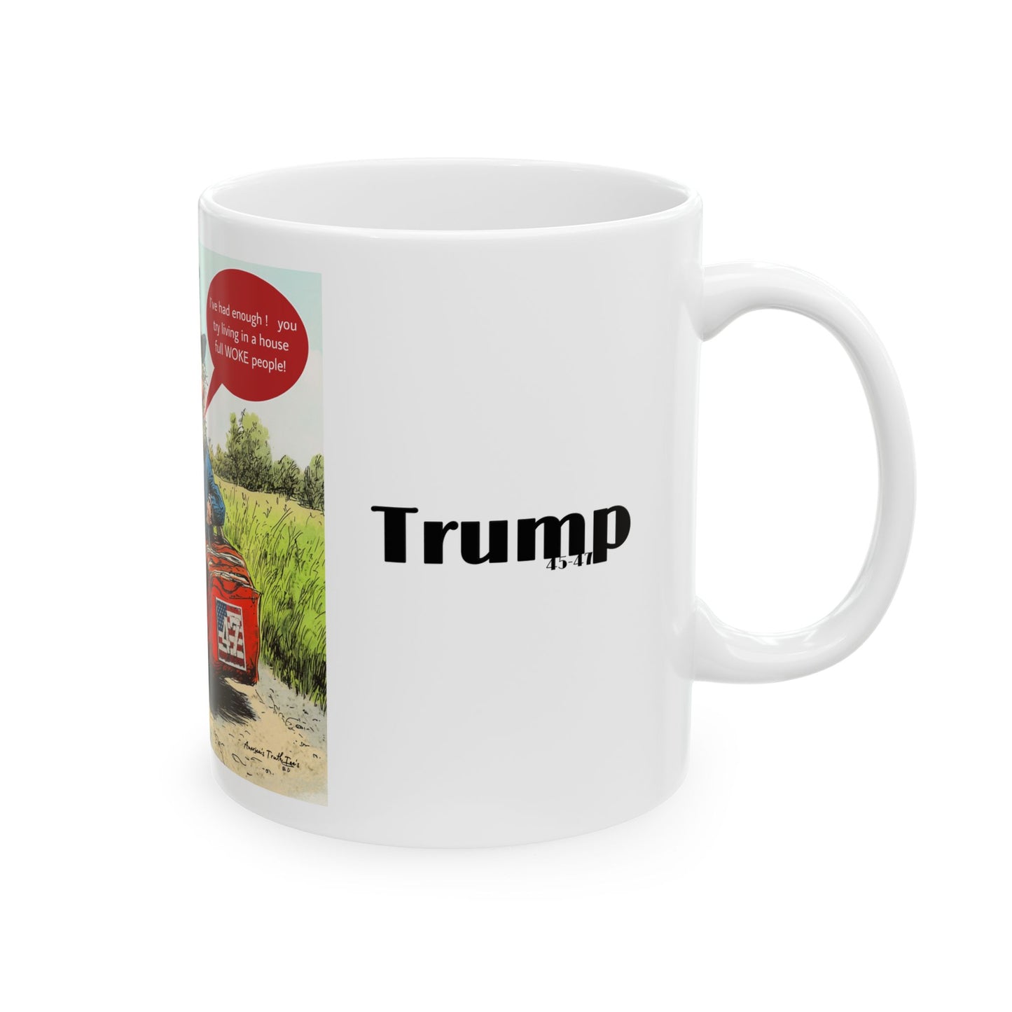 Patriotic trump cartoon print, Ceramic Mug, (11oz, 15oz)