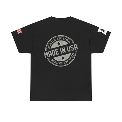 R- patriotic red white and badass trump print, Unisex Heavy Cotton Tee