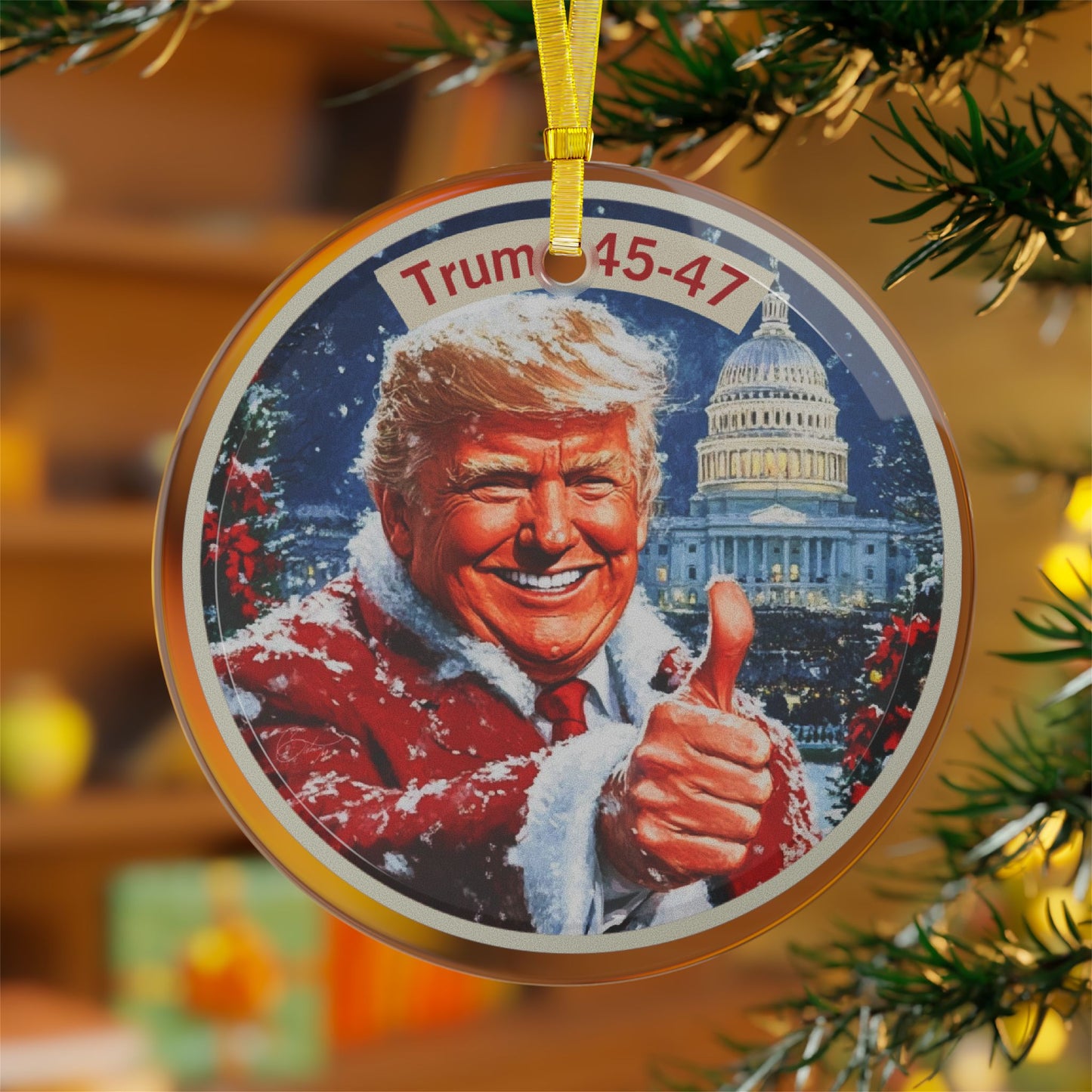 Trump 45-47 Glass Ornaments