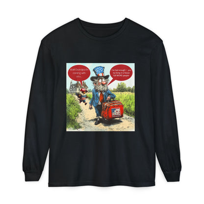 Political cartoon, Unisex Garment-dyed Long Sleeve T-Shirt