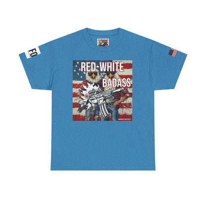 R- patriotic red white and badass trump print, Unisex Heavy Cotton Tee