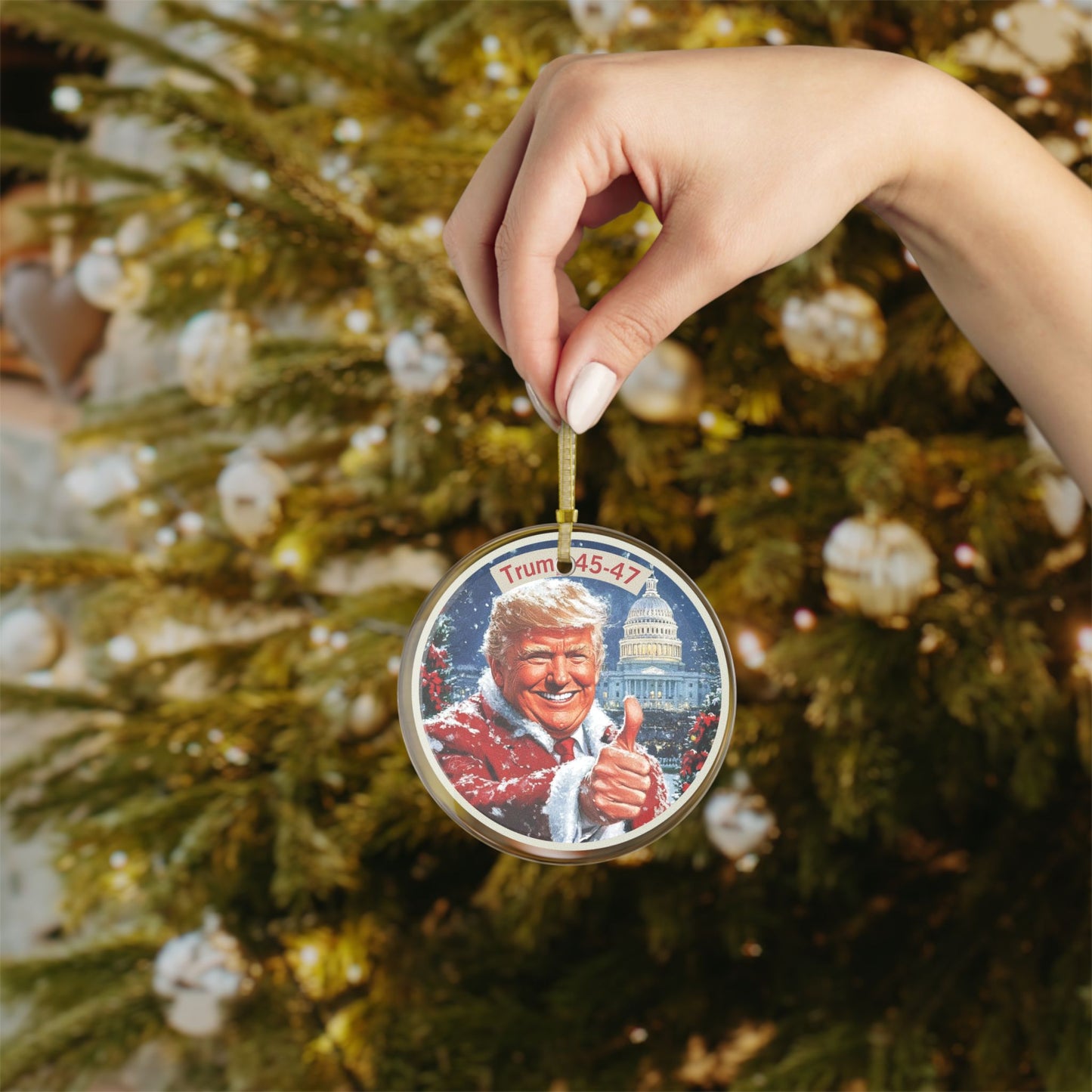 Trump 45-47 Glass Ornaments