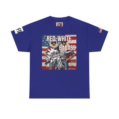 R- patriotic red white and badass trump print, Unisex Heavy Cotton Tee