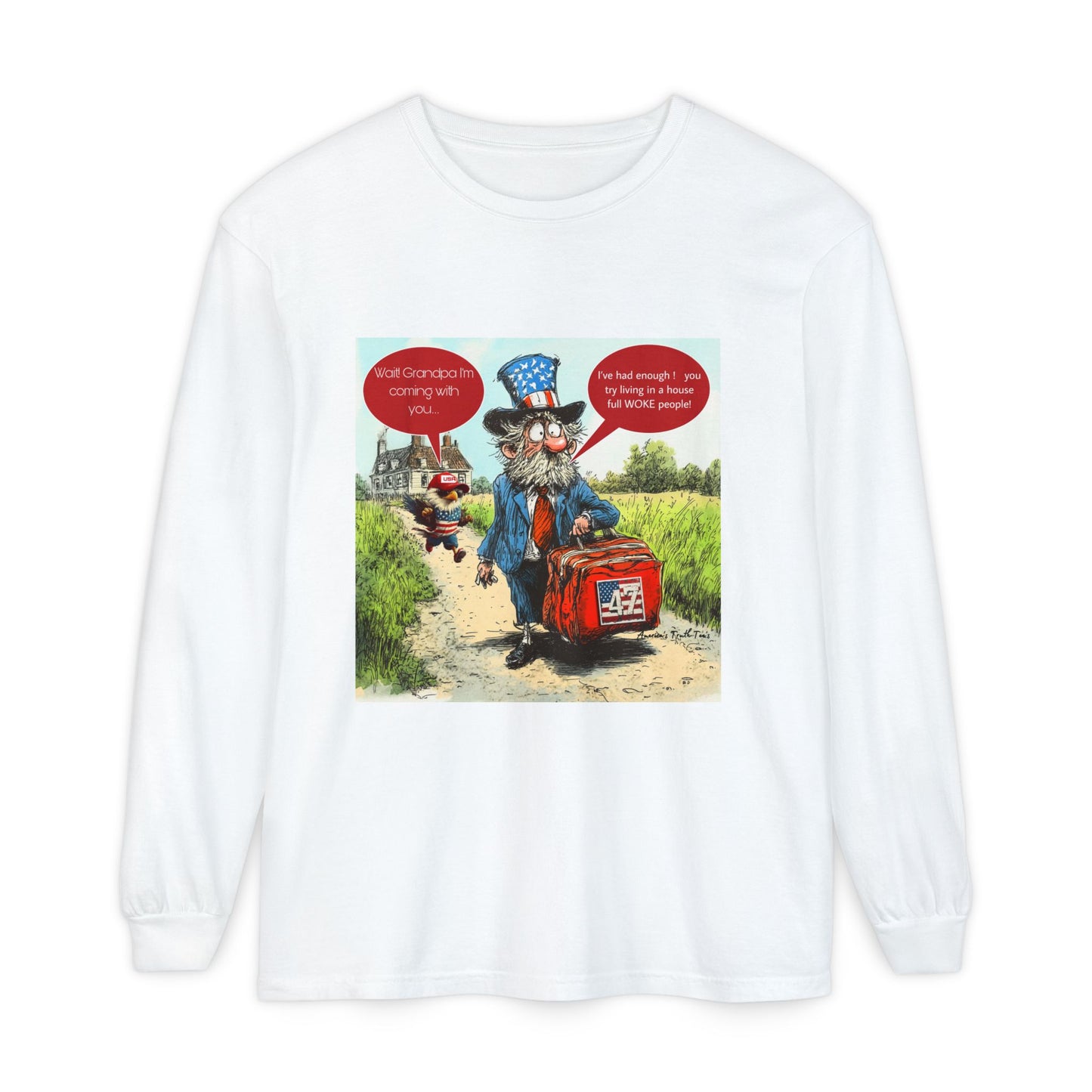 Political cartoon, Unisex Garment-dyed Long Sleeve T-Shirt