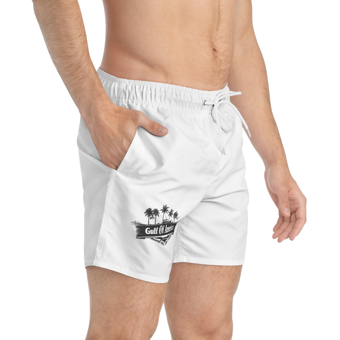 Gulf Of America Swim Trunks with Trump Print - Casual Beachwear for Summer Fun