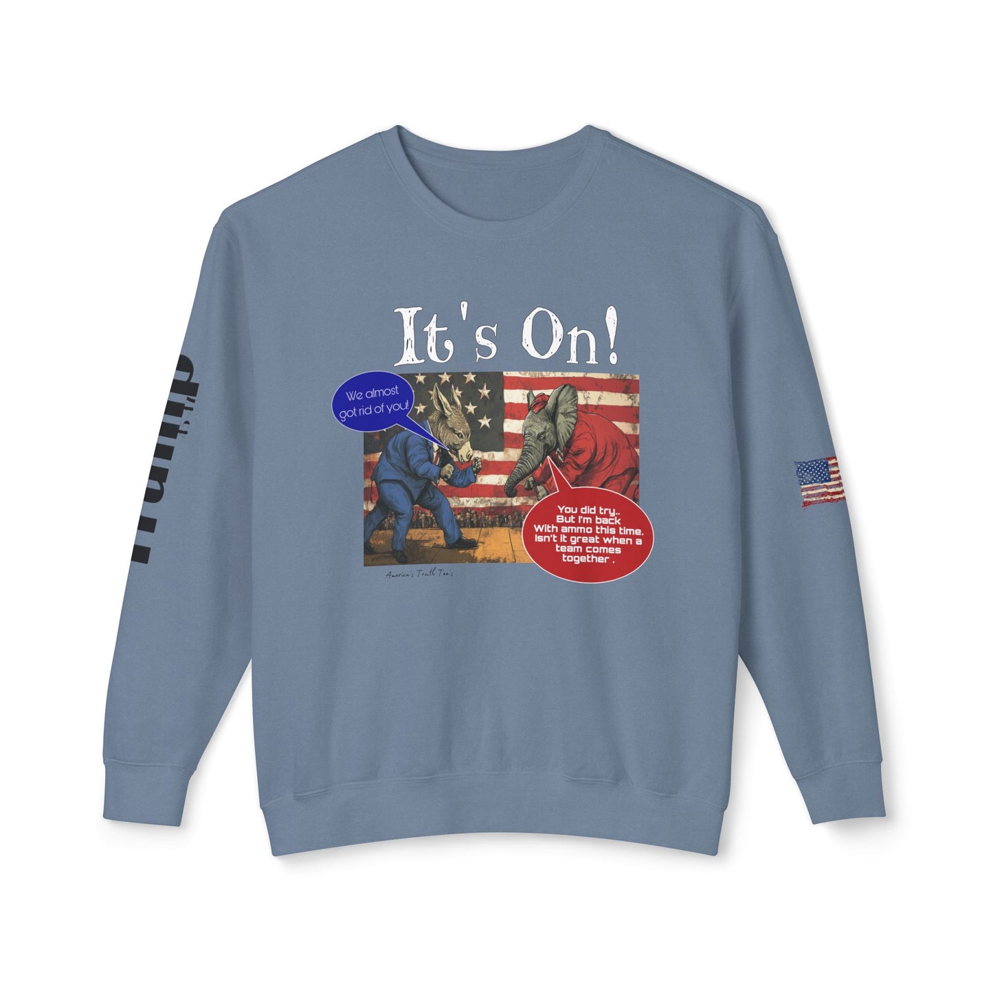 It’s on Trump cartoon print, Unisex Lightweight Crewneck Sweatshirt