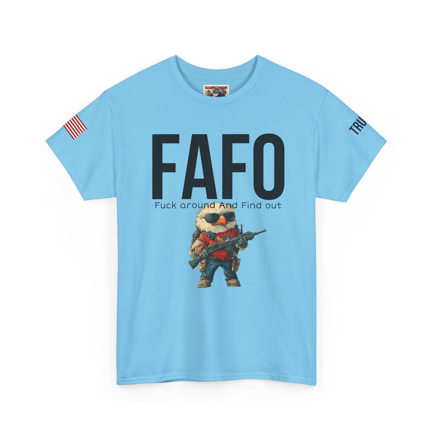 patriotic cartoon  f around print, Unisex Heavy Cotton Tee