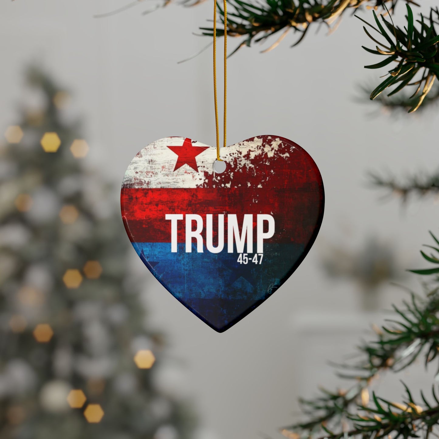 Red white and blue trump print, Ceramic Ornaments, 2-Side Print, (1pc, 3pcs, 5pcs, 10pcs)