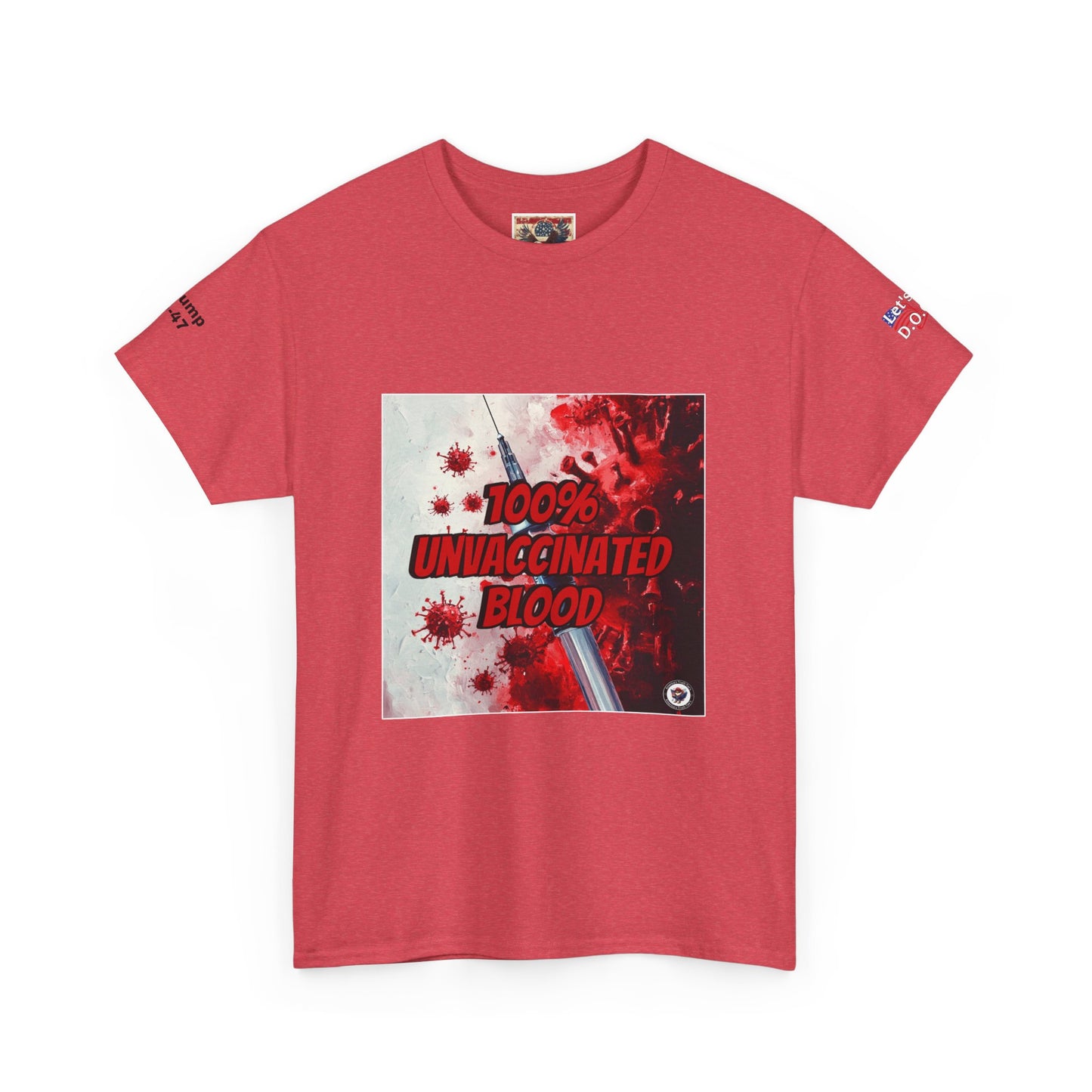 100% and vaccinated blood print, Unisex Heavy Cotton Tee