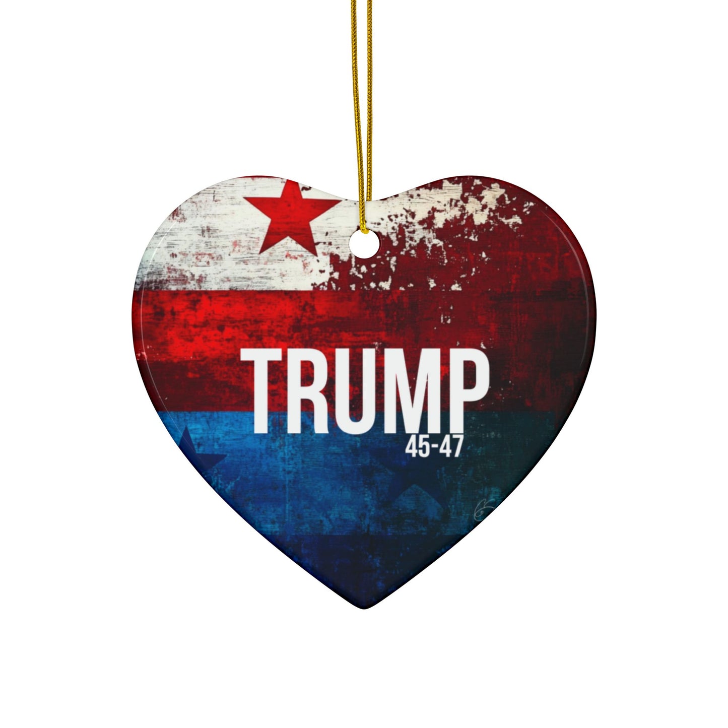 Red white and blue trump print, Ceramic Ornaments, 2-Side Print, (1pc, 3pcs, 5pcs, 10pcs)