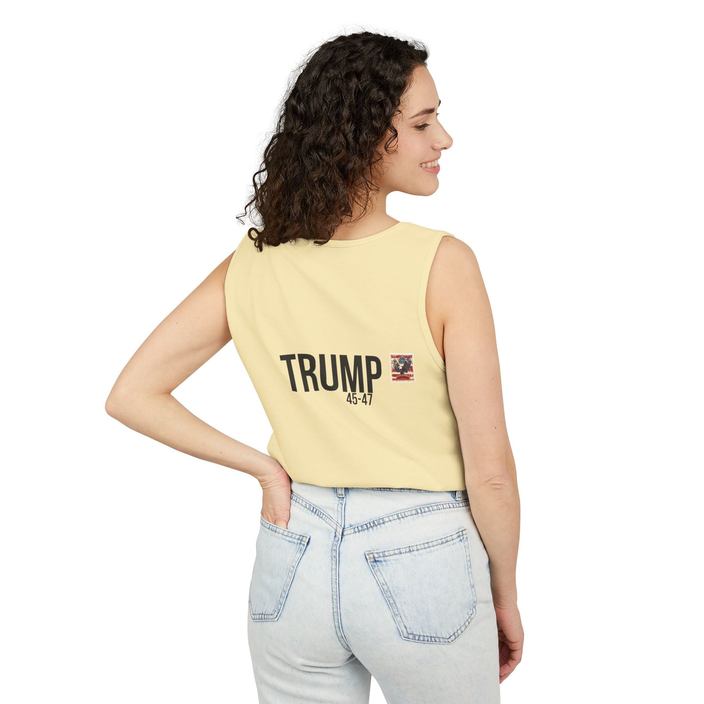 Doge trump cartoon print, Unisex Garment-Dyed Tank Top