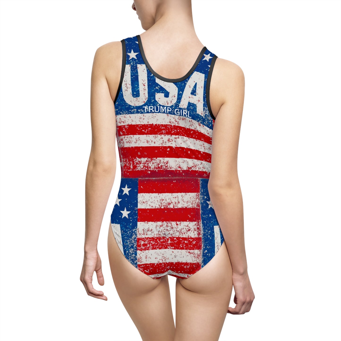 Patriotic USA One-Piece Swimsuit - Trump Girl Edition