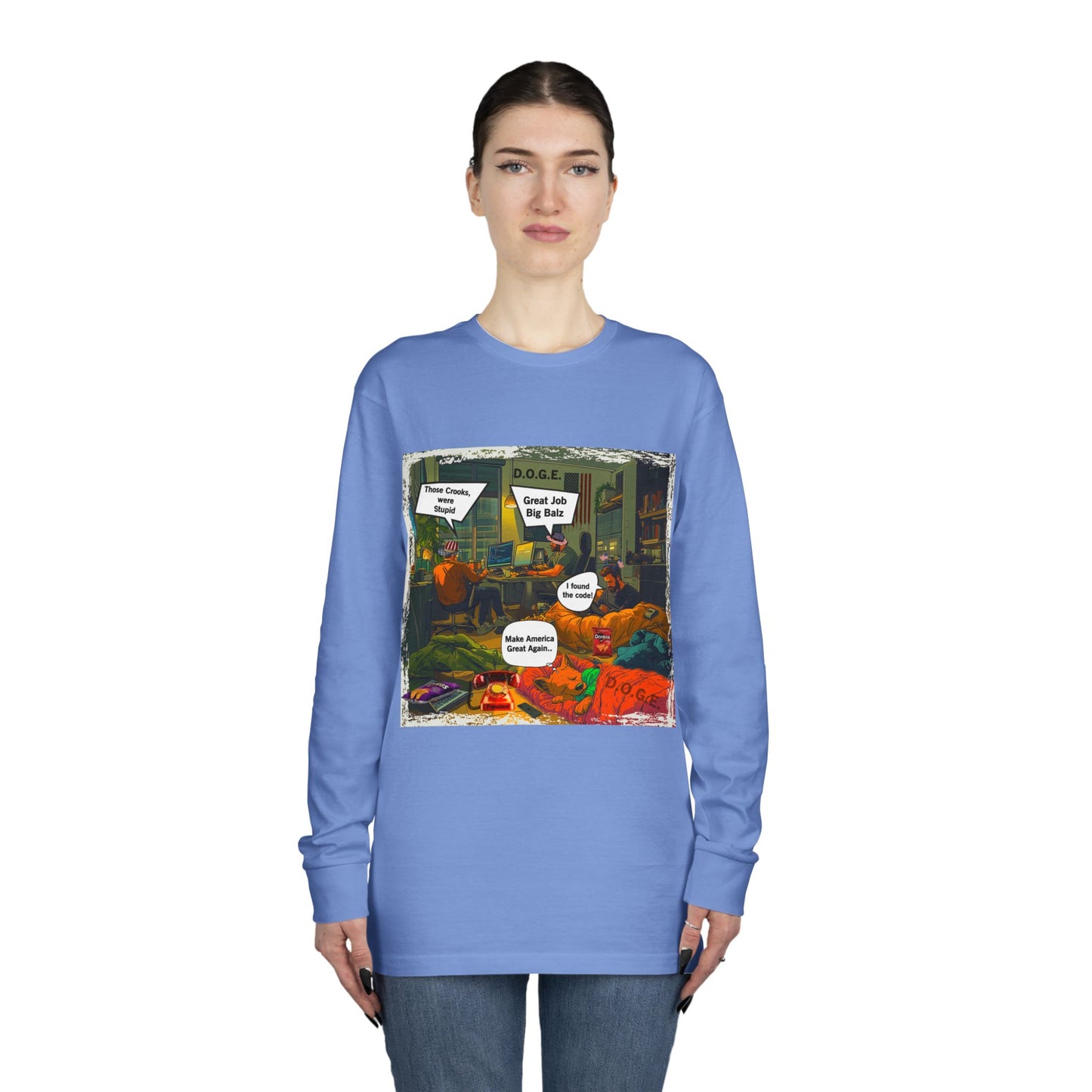 Long Sleeve Tee Doge Cartoon Print