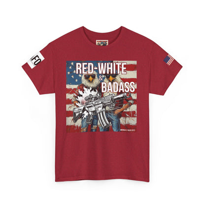 R- patriotic red white and badass trump print, Unisex Heavy Cotton Tee