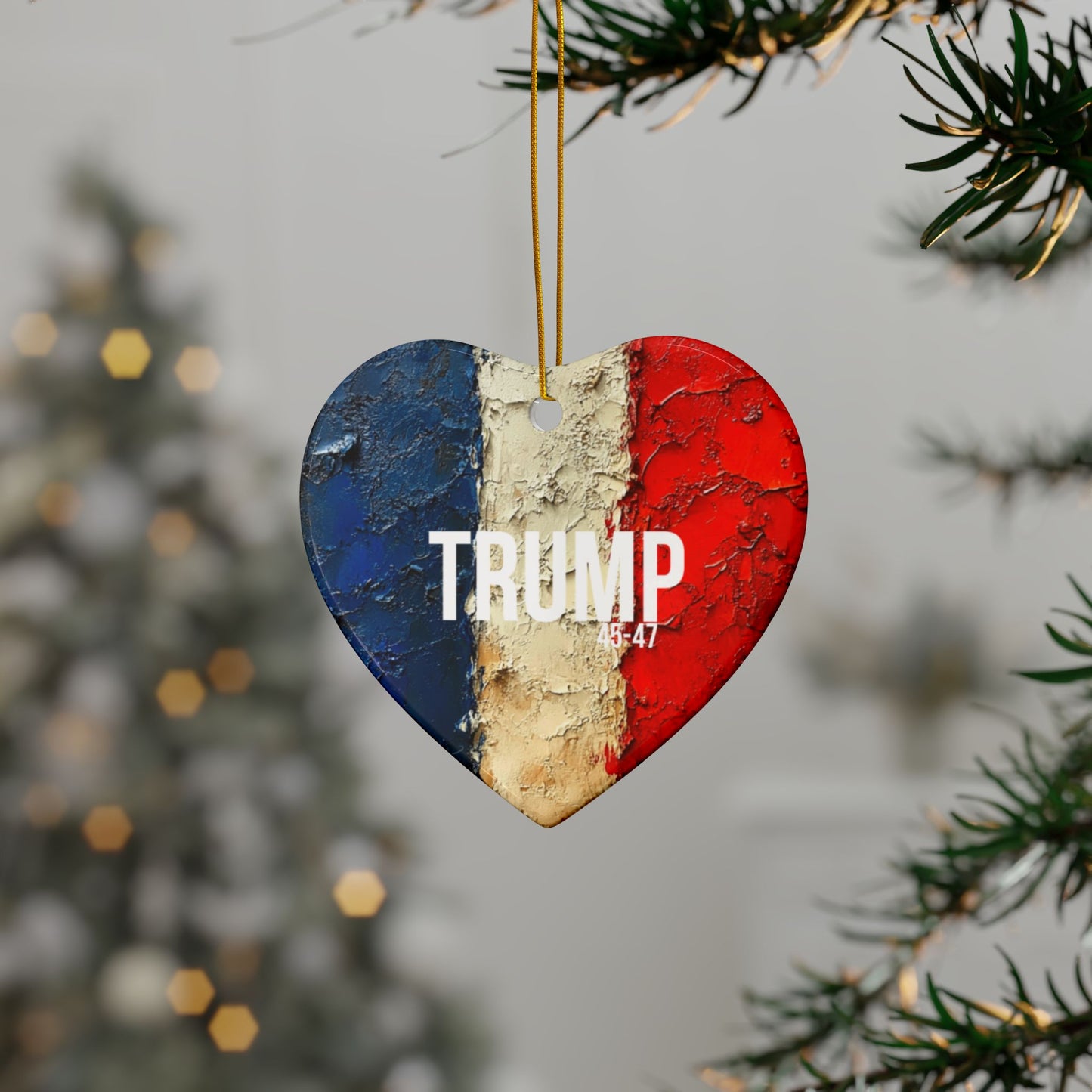 Red white and blue trump print Ceramic Ornaments, 2-Side Print, (1pc, 3pcs, 5pcs, 10pcs)