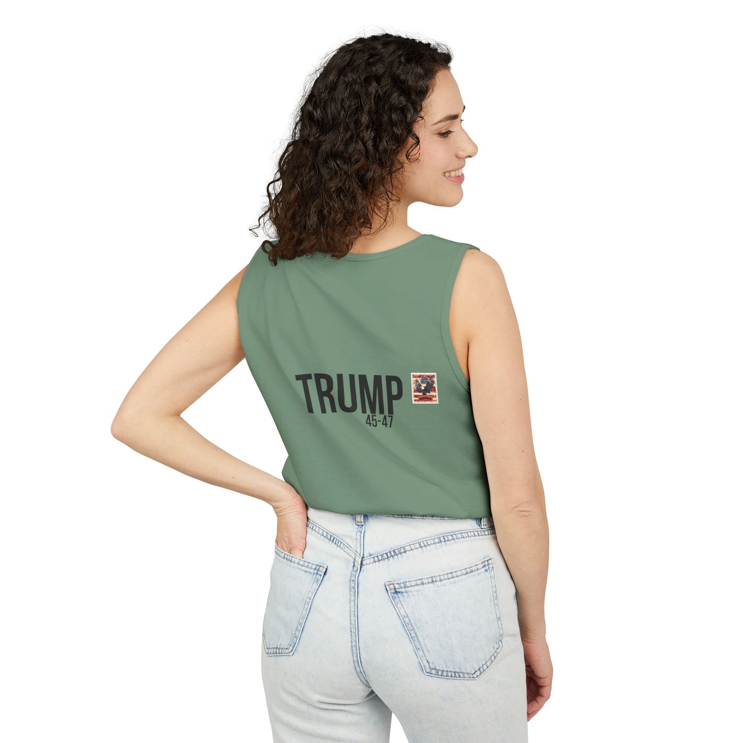 Doge trump cartoon print, Unisex Garment-Dyed Tank Top