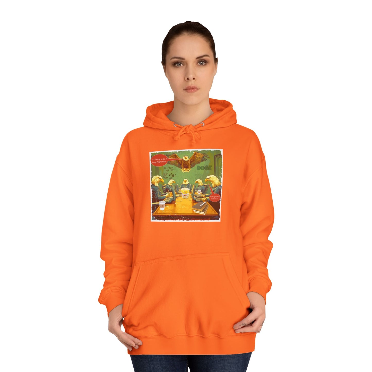 DOGE trump print cartoon, Unisex College Hoodie